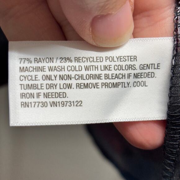 NWT Ava & Viv XXL Blue Purple Abstract Floral Leaf Faux Wrap Long Sleeve Dress - Picture 7 of 8